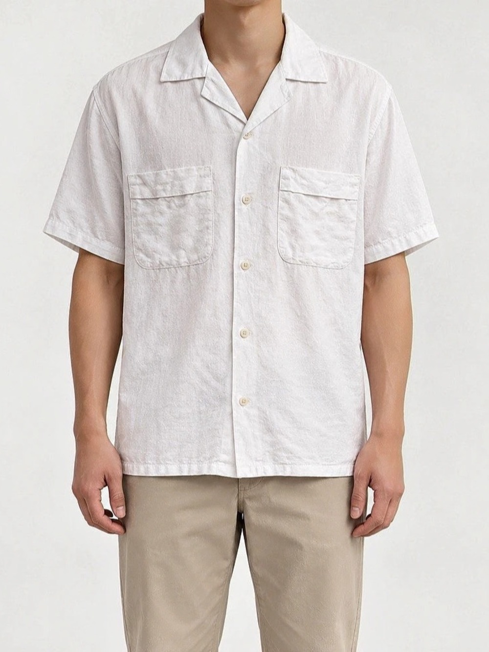 Zara Men's White Short Sleeve linen Shirt Size Medium